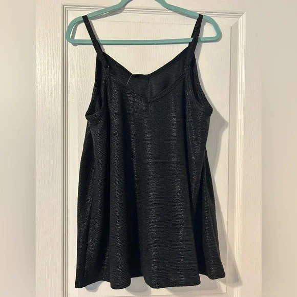 Torrid Shine Black Metallic Deep V Tank Top - Picture 4 of 4
